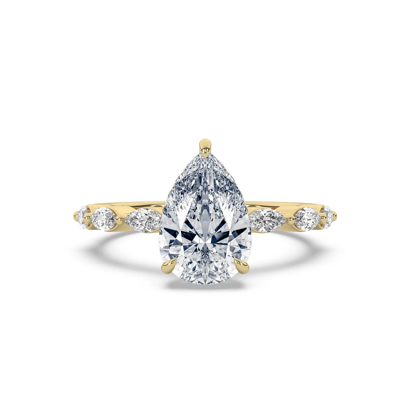 Yellow gold pear diamond ring setting